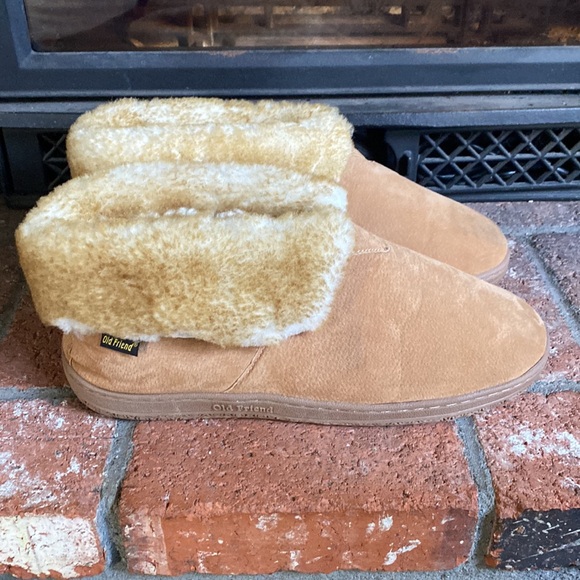 OLD FRIEND Shearling Suede Slippers MENS SZ 14 XXXXX Wide! (5E) GREAT CONDITION - Picture 2 of 6